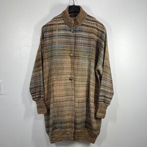 Vtg. Joan McGee Silk Hand Woven Cardigan Coat Duster Open Front Opera Jacket XXL